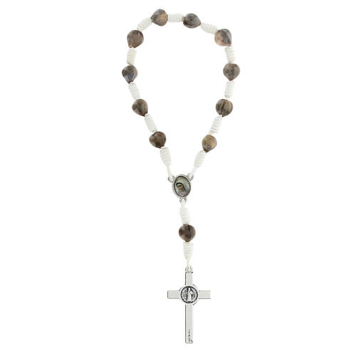 White single decade rosary of Medjugorje with Job's tears of 0.02 in and cross 2