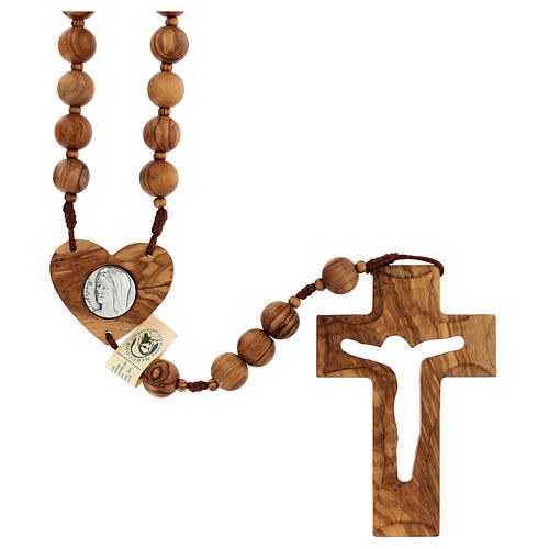Headboard olivewood rosary of Medjugorje, 0.8 in beads and brown rope 1