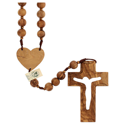 Headboard olivewood rosary of Medjugorje, 0.8 in beads and brown rope 2