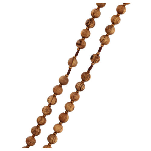 Headboard olivewood rosary of Medjugorje, 0.8 in beads and brown rope 3