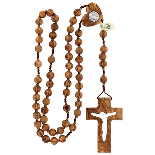 Headboard olivewood rosary of Medjugorje, 0.8 in beads and brown rope 4