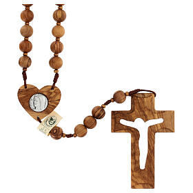 Olive wood headboard rosary Jesus Medjugorje beads 2 cm