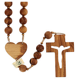 Headboard olivewood rosary of Medjugorje, 1.2 in beads and beige rope