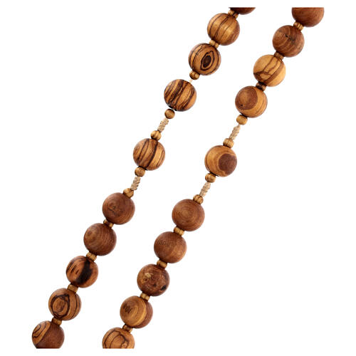 Headboard olivewood rosary of Medjugorje, 1.2 in beads and beige rope 3