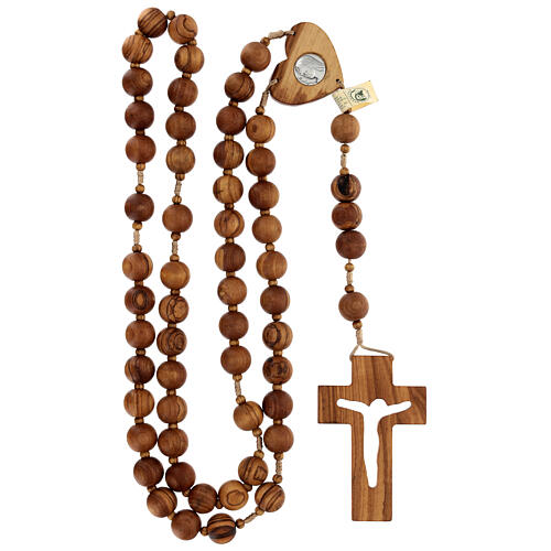 Headboard olivewood rosary of Medjugorje, 1.2 in beads and beige rope 4