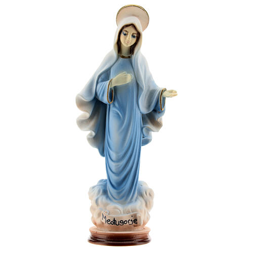 Virgen de Medjugorje polvo de mármol túnica azul 15 cm 1