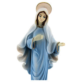 Madonna di Medjugorje polvere di marmo tunica azzurra 15 cm