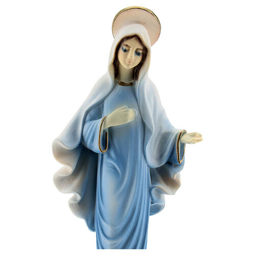 Madonna di Medjugorje polvere di marmo tunica azzurra 15 cm 2