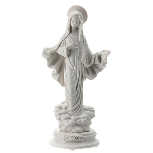 Virgen de Medjugorje vestido gris polvo de mármol 20 cm 1