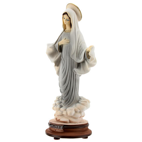 Imagem Nossa Senhora de Medjugorje pó de mármore pintado 20 cm 3