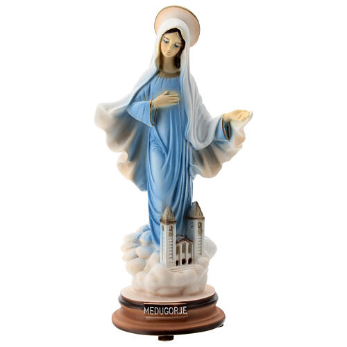 Madonna di Medjugorje azzurra chiesa San Giacomo polvere marmo 20 cm 1