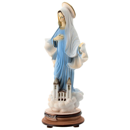 Madonna di Medjugorje azzurra chiesa San Giacomo polvere marmo 20 cm 3