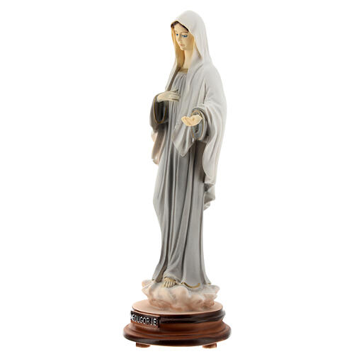 Imagem Nossa Senhora de Medjugorje pó de mármore pintado à mão 21 cm 3