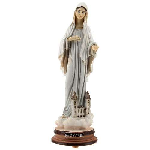 Lady of Medjugorje statue reconstituted marble St James church painted 20 cm 1