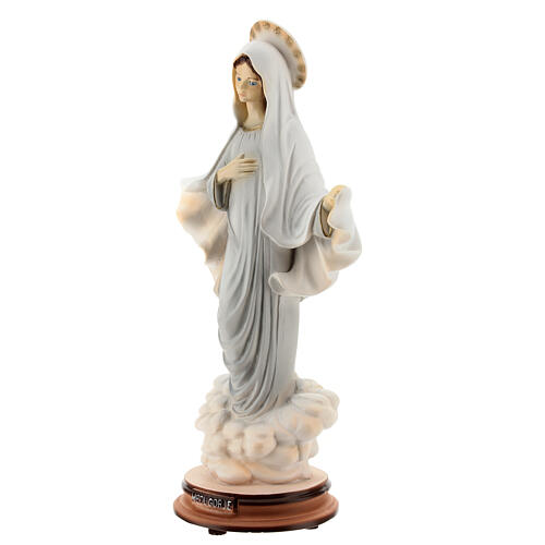 Imagem Nossa Senhora de Medjugorje pó de mármore pintado 27 cm PARA EXTERIOR 3