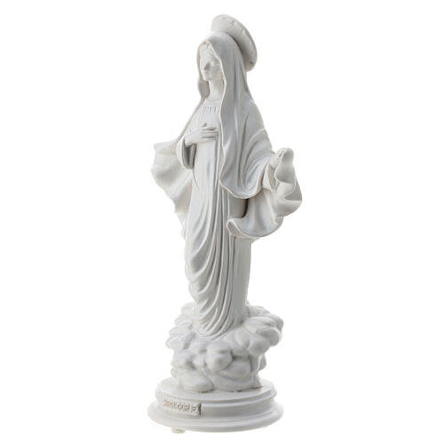 Virgen de Medjugorje polvo de mármol blanco 30 cm EXTERIOR 3