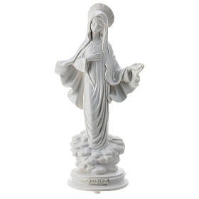 Our Lady of Medjugorje statue in white reconstituted marble 30 cm OUTDOORS