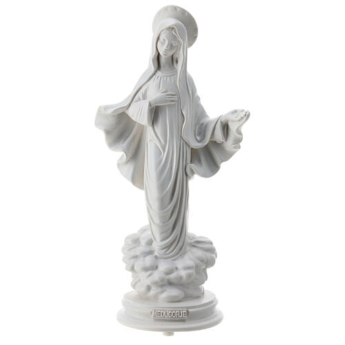 Our Lady of Medjugorje statue in white reconstituted marble 27cm OUTDOORS 1