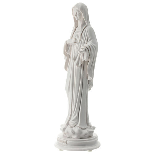 Imagem Nossa Senhora de Medjugorje Rainha da Paz pó de mármore branco 27x9 cm PARA EXTERIOR 3