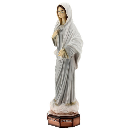 Imagem Nossa Senhora de Medjugorje túnica cinzenta pó de mármore pintado 31,5x10 cm PARA EXTERIOR 3