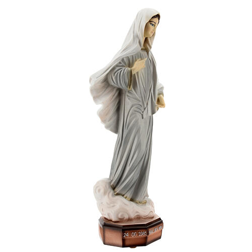 Imagem Nossa Senhora de Medjugorje túnica cinzenta pó de mármore pintado 31,5x10 cm PARA EXTERIOR 4