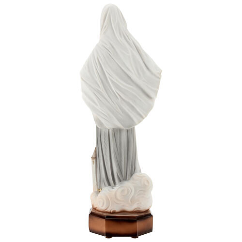 Our Lady of Medjugorje with church, grey dress and floaty veil, marble dust, 30 cm, OUTDOOR 6