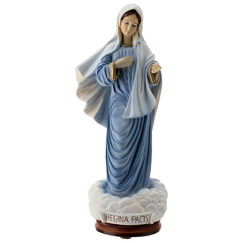 Imagem Nossa Senhora de Medjugorje Regina Pacis pó de mármore pintado 38x15,5 cm PARA EXTERIOR 1