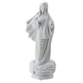Imagem Nossa Senhora de Medjugorje Regina Pacis pó de mármore branco 38x15,5 cm PARA EXTERIOR