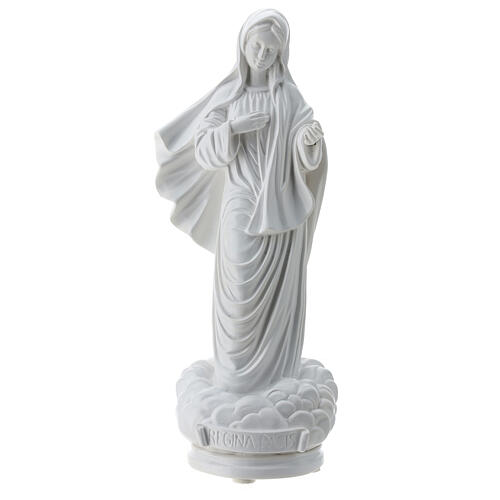 Imagem Nossa Senhora de Medjugorje Regina Pacis pó de mármore branco 38x15,5 cm PARA EXTERIOR 1