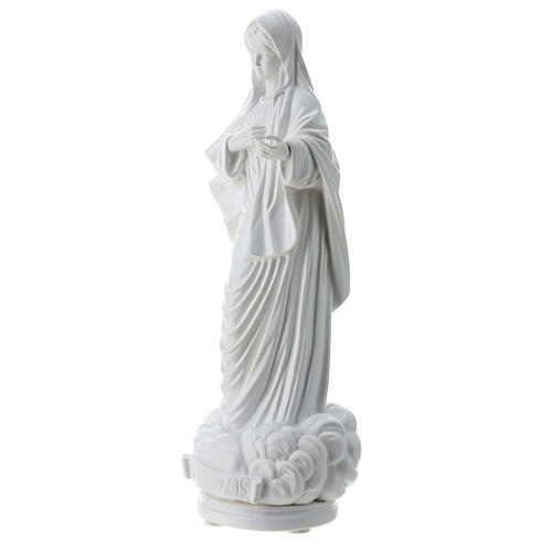 Imagem Nossa Senhora de Medjugorje Regina Pacis pó de mármore branco 38x15,5 cm PARA EXTERIOR 3