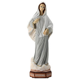 Virgen de Medjugorje vestido gris polvo mármol 40 cm pintada EXTERIOR