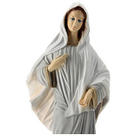 Imagem Nossa Senhora de Medjugorje túnica cinzenta pó de mármore pintado 41,5x15 cm PARA EXTERIOR