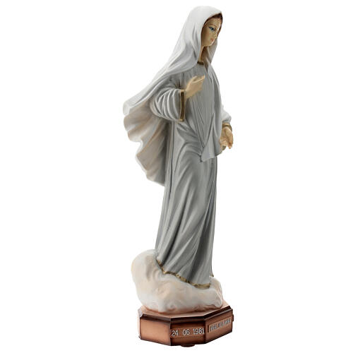 Imagem Nossa Senhora de Medjugorje túnica cinzenta pó de mármore pintado 41,5x15 cm PARA EXTERIOR 5