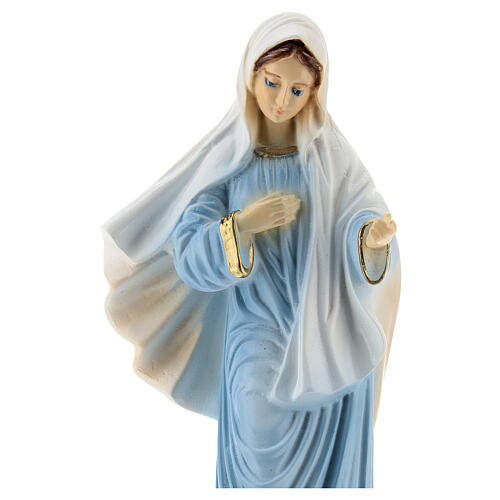 Our Lady of Medjugorje, light blue dress, marble dust, 20 cm, OUTDOOR 2