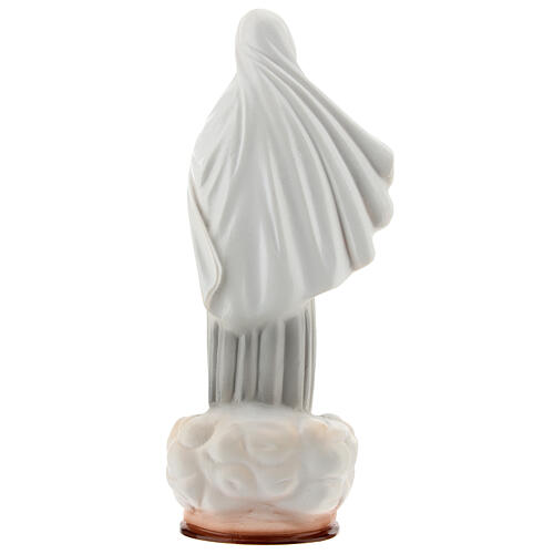 Imagem Nossa Senhora de Medjugorje túnica cinzenta e nuvem pó de mármore pintado à mão 19x8,5 cm 5