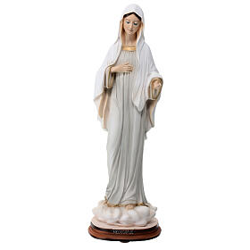 Our Lady of Medjugorje with grey dress, painted marble dust, 40 cm, OUTDOOR
