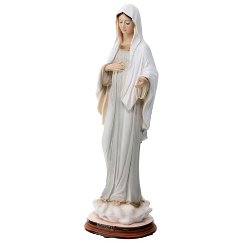 Our Lady of Medjugorje with grey dress, painted marble dust, 40 cm, OUTDOOR 3