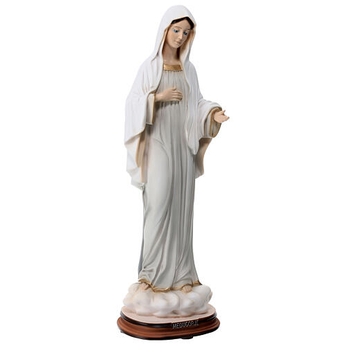 Our Lady of Medjugorje with grey dress, painted marble dust, 40 cm, OUTDOOR 4