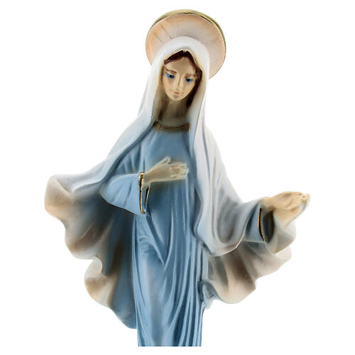Our Lady of Medjugorje, flying veil and light blue dress, marble dust, 15 cm 2