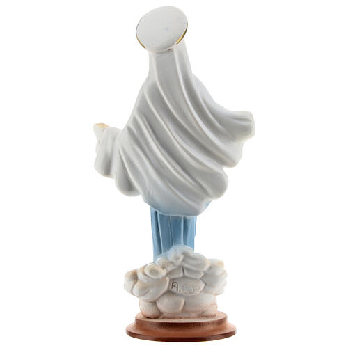 Our Lady of Medjugorje, flying veil and light blue dress, marble dust, 15 cm 5