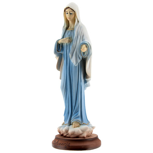 Our Lady of Medjugorje, blue dress, marble dust statue, 18 cm 3