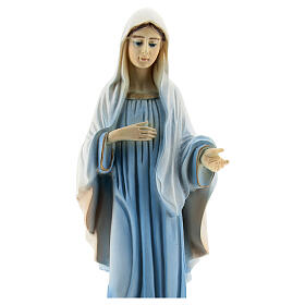 Imagem Nossa Senhora de Medjugorje com túnica azul clara, pó de mármore pintado à mão, 17,5x6 cm