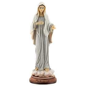 Virgen de Medjugorje 18 cm detalles dorados polvo de mármol