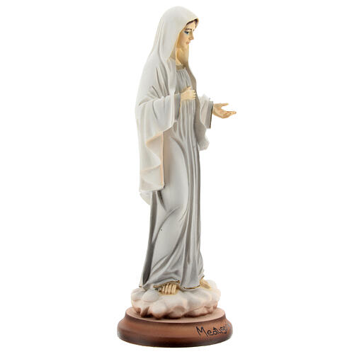 Virgen de Medjugorje 18 cm detalles dorados polvo de mármol 4