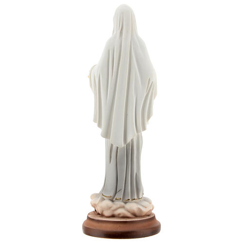 Virgen de Medjugorje 18 cm detalles dorados polvo de mármol 5