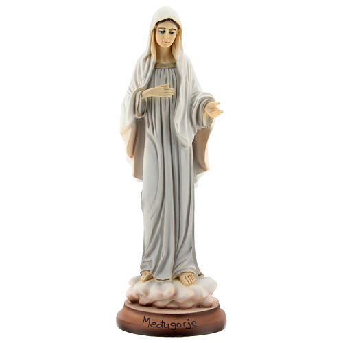 Madonna di Medjugorje 18 cm dettagli oro polvere di marmo 1
