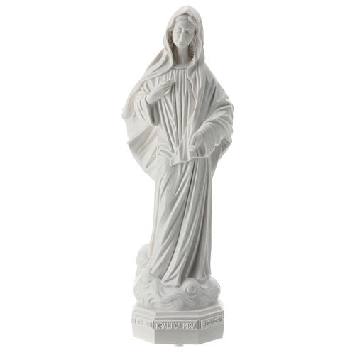 Madonna di Medjugorje polvere di marmo 30 cm bianco ESTERNO 1