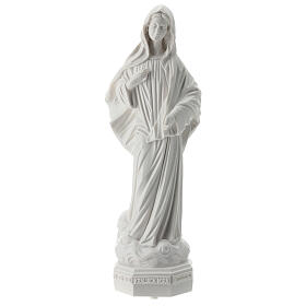 Imagem Nossa Senhora de Medjugorje pó de mármore branco 31x13 cm PARA EXTERIOR