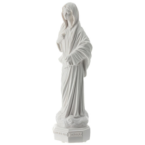 Imagem Nossa Senhora de Medjugorje pó de mármore branco 31x13 cm PARA EXTERIOR 3