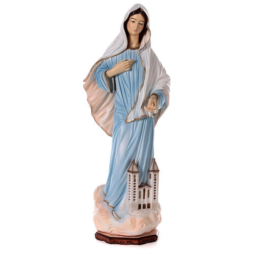 Lady of Medjugorje statue reconstituted marble painted church 100 cm OUTDOORS 1